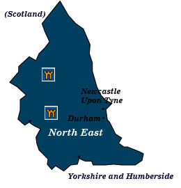 england north east map