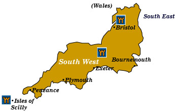 england south west map